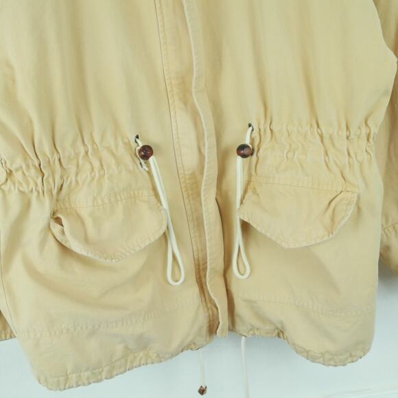 Vintage Express Medium Coat 90s Hooded Utility Chore Preppy Country Beige Fall - Picture 4 of 15